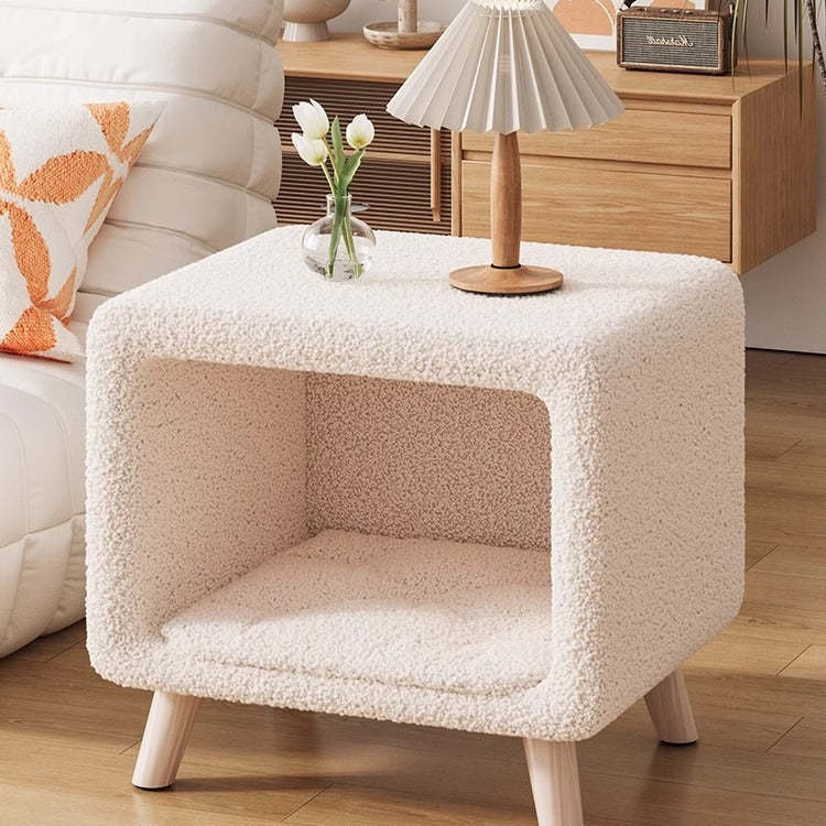 Modern Wool Wood Cat Nest Nightstand