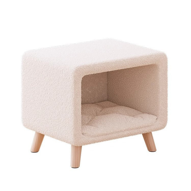 Modern Wool Wood Cat Nest Nightstand