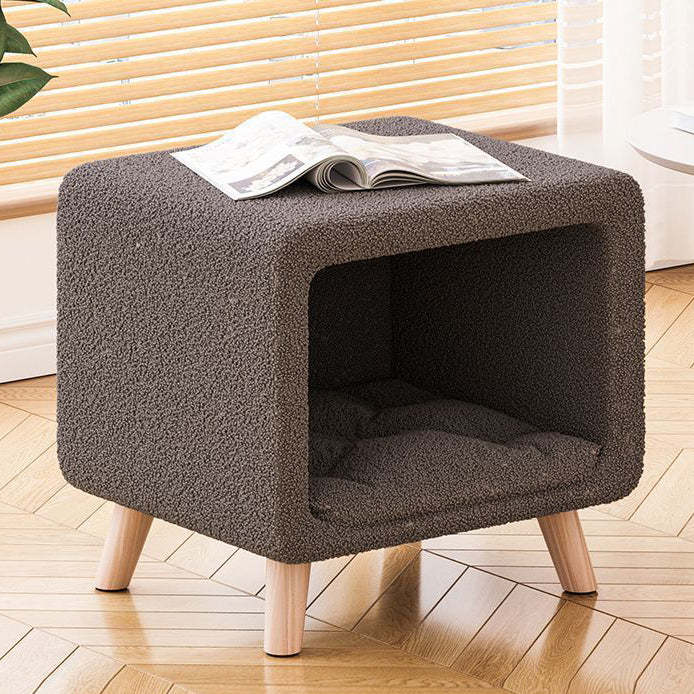 Modern Wool Wood Cat Nest Nightstand — Gray