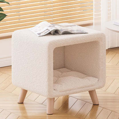 Modern Wool Wood Cat Nest Nightstand