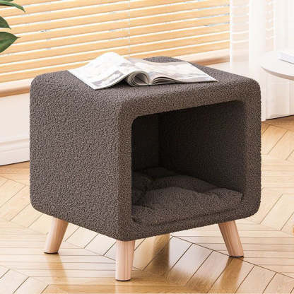 Modern Wool Wood Cat Nest Nightstand