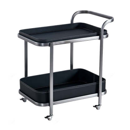 Modern Saddle Leather 2-Tier Movable End Cart