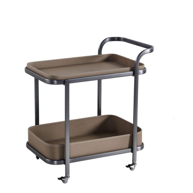 Modern Saddle Leather 2-Tier Movable End Cart