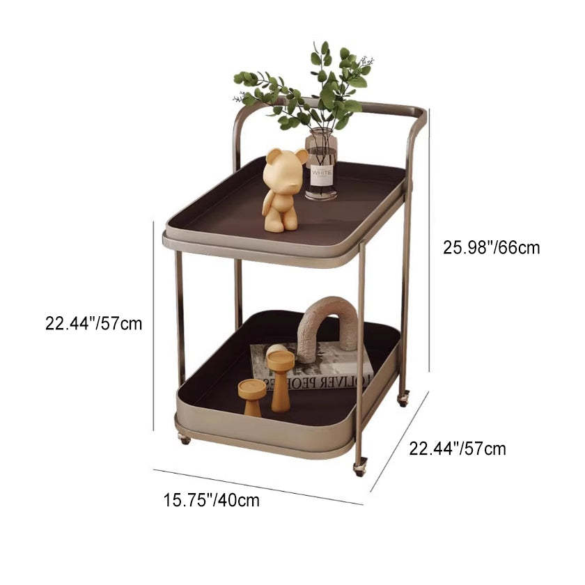 Modern Saddle Leather 2-Tier Movable End Cart