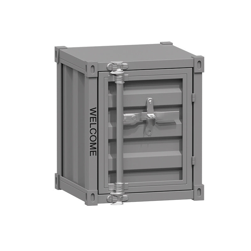 Industrial Iron Container Storage End Table