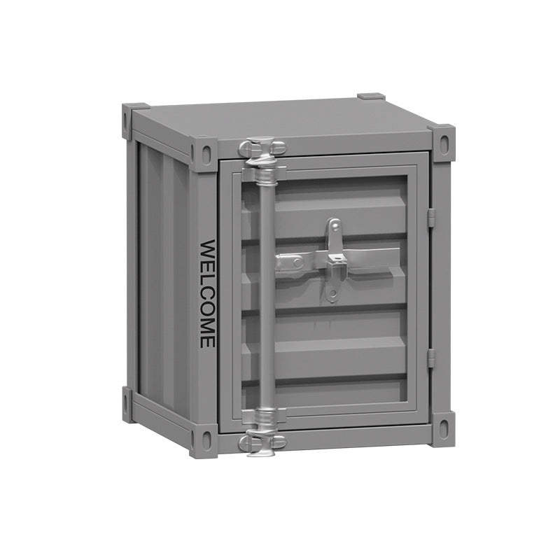 Industrial Iron Container Storage End Table