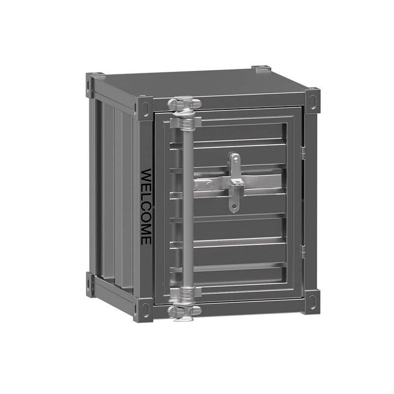 Industrial Iron Container Storage End Table