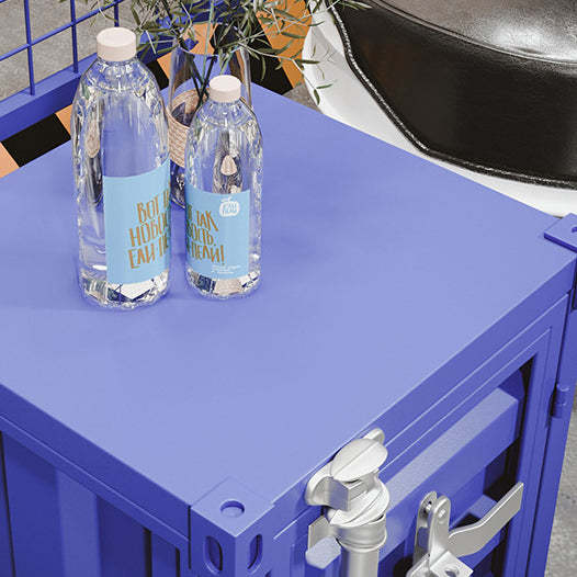 Industrial Iron Container Storage End Table — Green