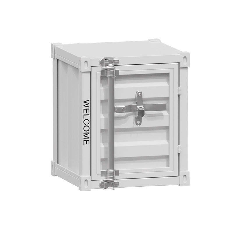 Industrial Iron Container Storage End Table — Dark Gray