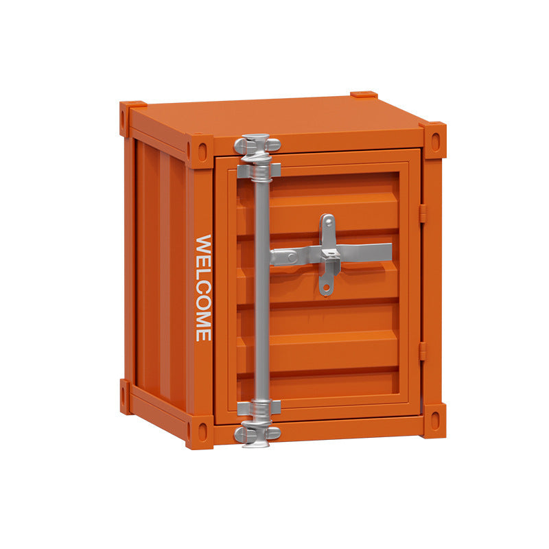 Industrial Iron Container Storage End Table — Silver