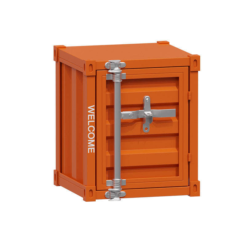 Industrial Iron Container Storage End Table — Silver