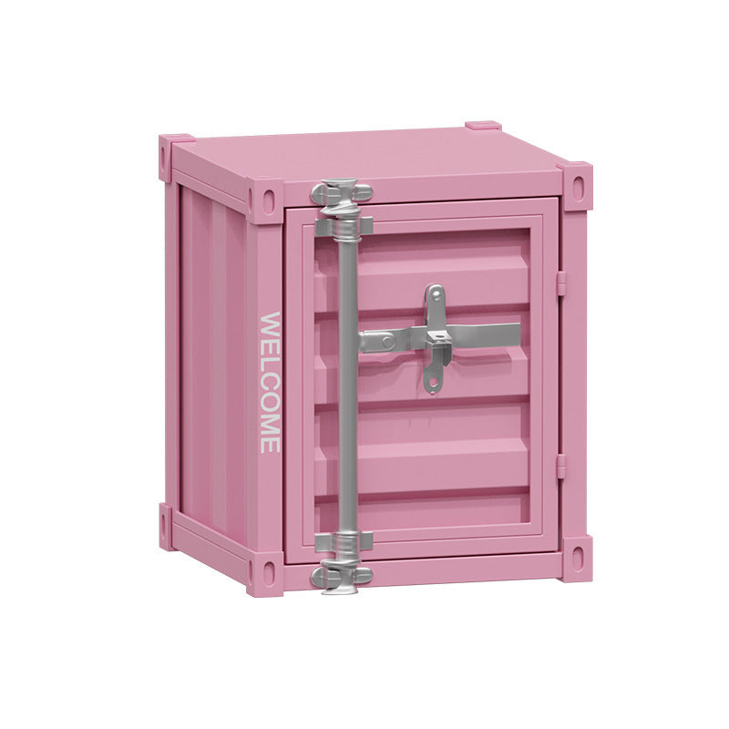 Industrial Iron Container Storage End Table