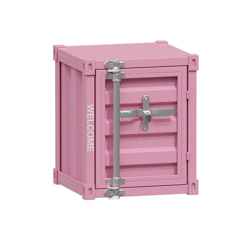Industrial Iron Container Storage End Table
