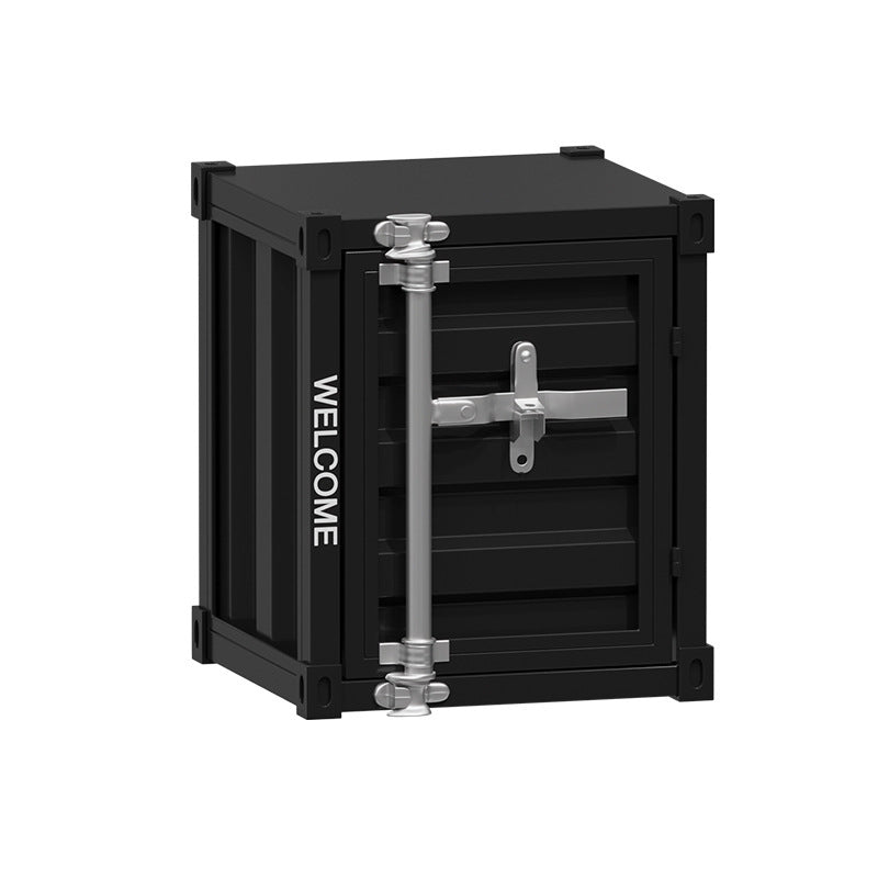 Industrial Iron Container Storage End Table