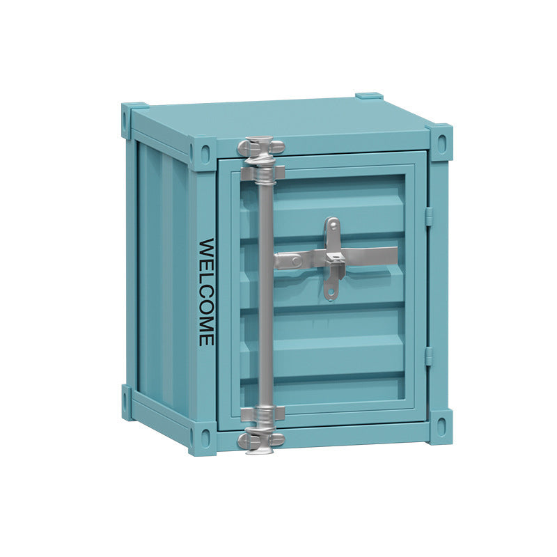 Industrial Iron Container Storage End Table