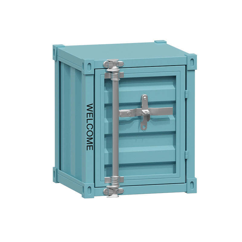 Industrial Iron Container Storage End Table