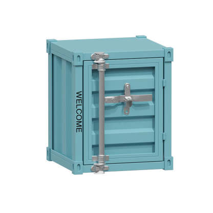 Industrial Iron Container Storage End Table