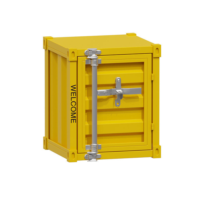 Industrial Iron Container Storage End Table