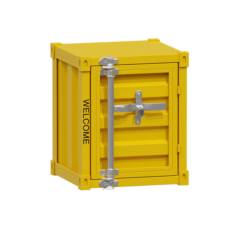 Industrial Iron Container Storage End Table