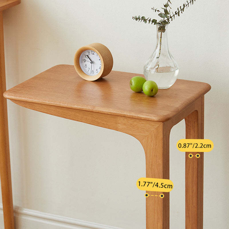 Modern C-Shaped Hollow Rubber Wood Movable 2-Tier End Table