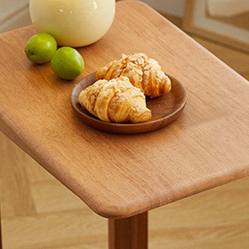 Modern C-Shaped Hollow Rubber Wood Movable 2-Tier End Table