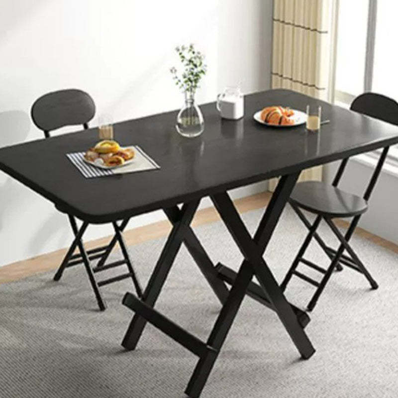 Minimalist Engineered Wood Steel Foldable Dining Table for 1-8 — Medium - Black