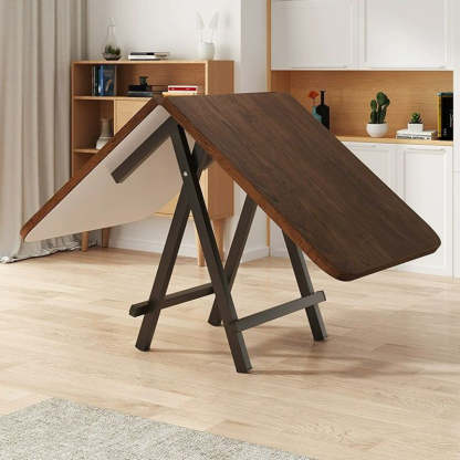 Minimalist Engineered Wood Steel Foldable Dining Table for 1-8