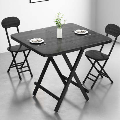 Minimalist Engineered Wood Steel Foldable Dining Table for 1-8 — Small - Black