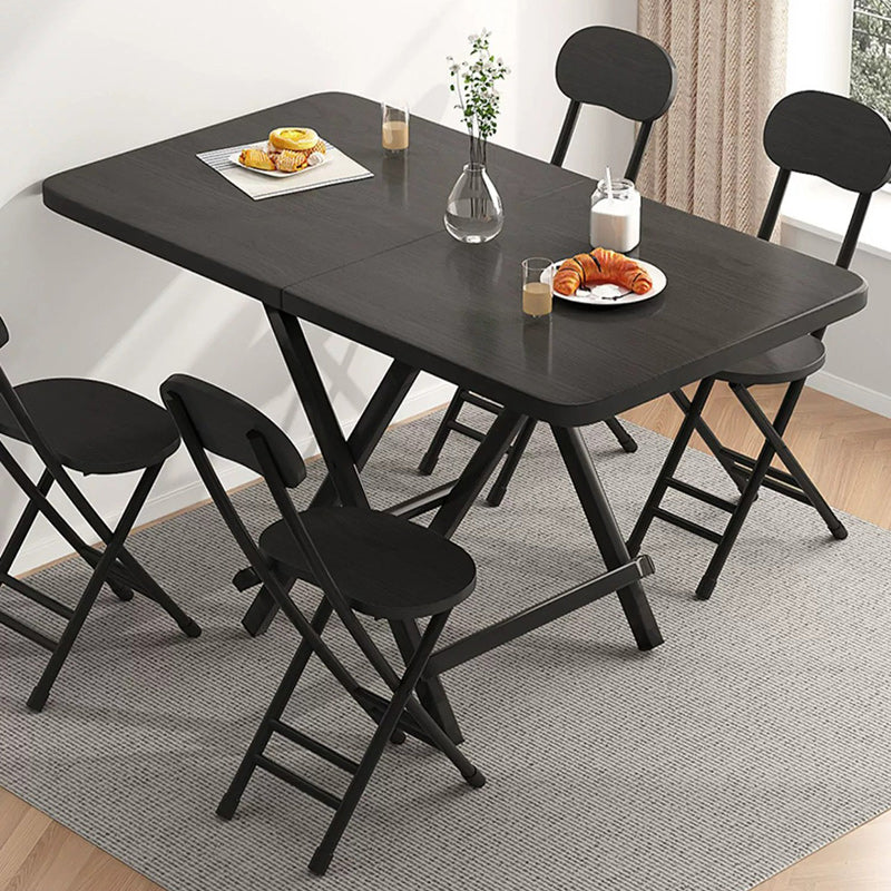 Minimalist Engineered Wood Steel Foldable Dining Table for 1-8 — Large - Walnut Color