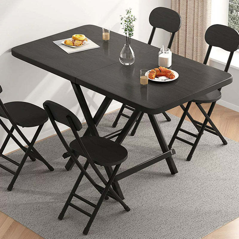 Minimalist Engineered Wood Steel Foldable Dining Table for 1-8 — Large - Walnut Color