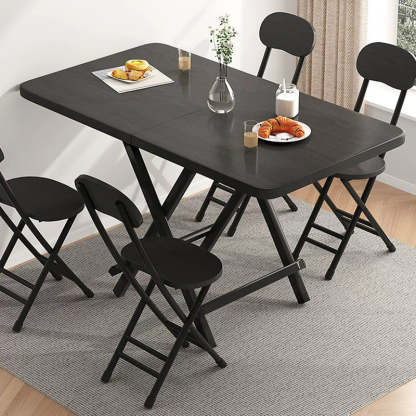 Minimalist Engineered Wood Steel Foldable Dining Table for 1-8 — Large - Walnut Color
