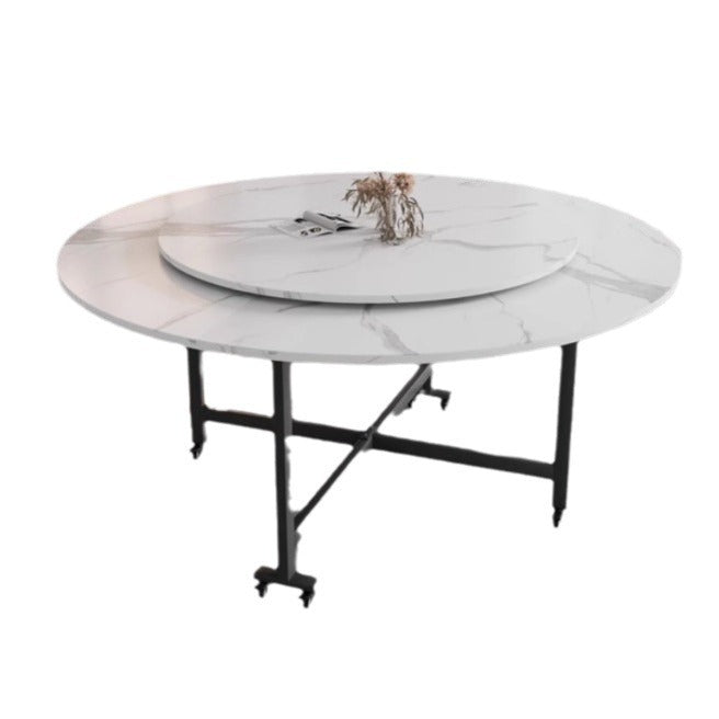 Nordic Carbon Steel Round Dining Table for 4-8