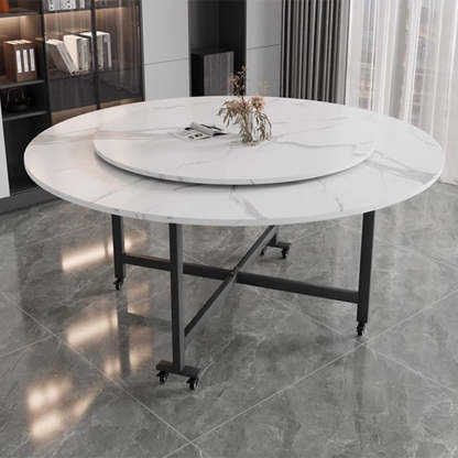 Nordic Carbon Steel Round Dining Table for 4-8