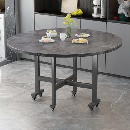 Nordic Carbon Steel Round Dining Table for 4-8 — White