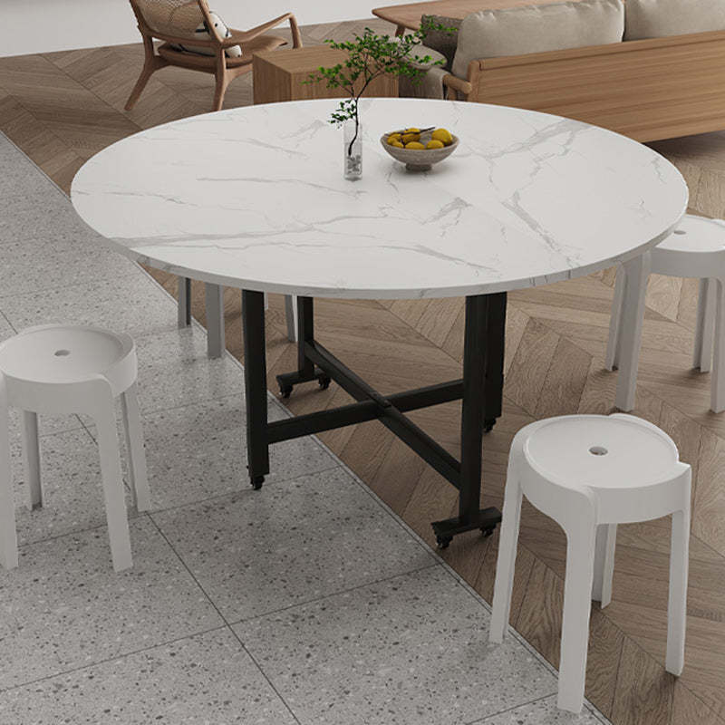 Nordic Carbon Steel Round Dining Table for 4-8 — White
