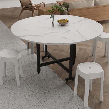 Nordic Carbon Steel Round Dining Table for 4-8 — White