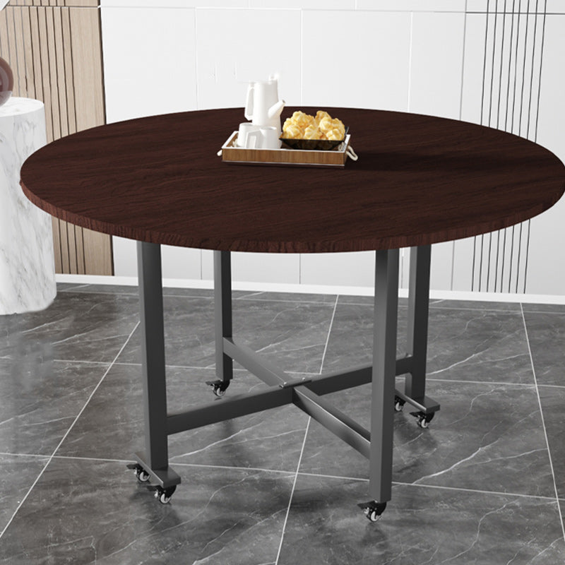 Nordic Carbon Steel Round Dining Table for 4-8 — Walnut