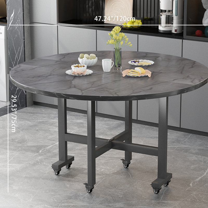 Nordic Carbon Steel Round Dining Table for 4-8 — Gray