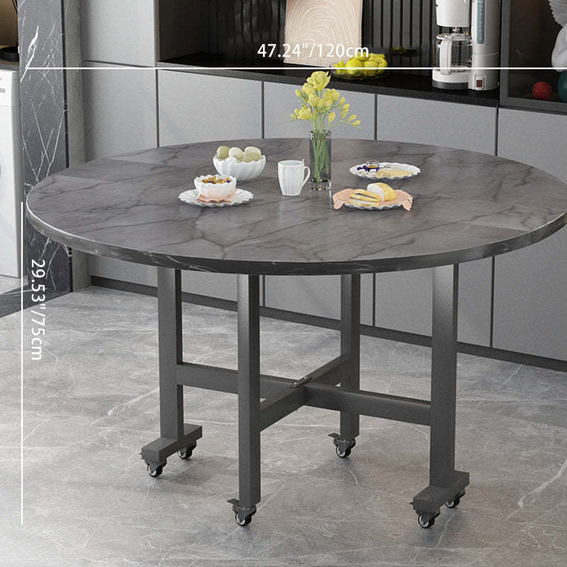Nordic Carbon Steel Round Dining Table for 4-8 — Gray