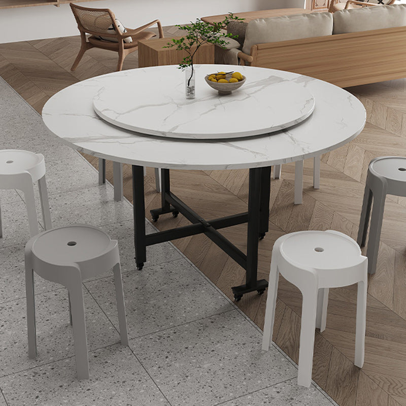 Nordic Carbon Steel Round Dining Table for 4-8 — Walnut