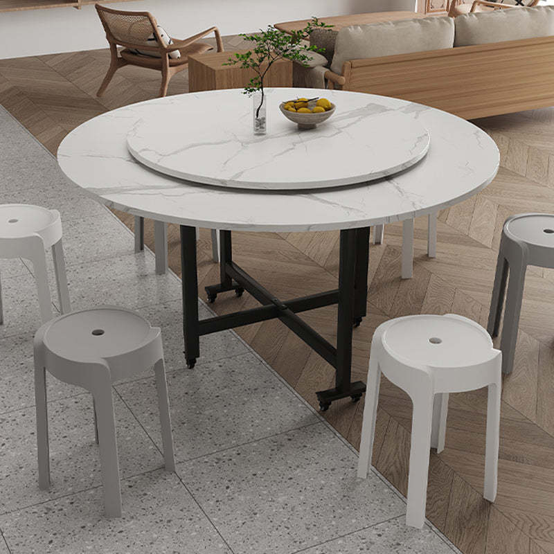 Nordic Carbon Steel Round Dining Table for 4-8 — Walnut