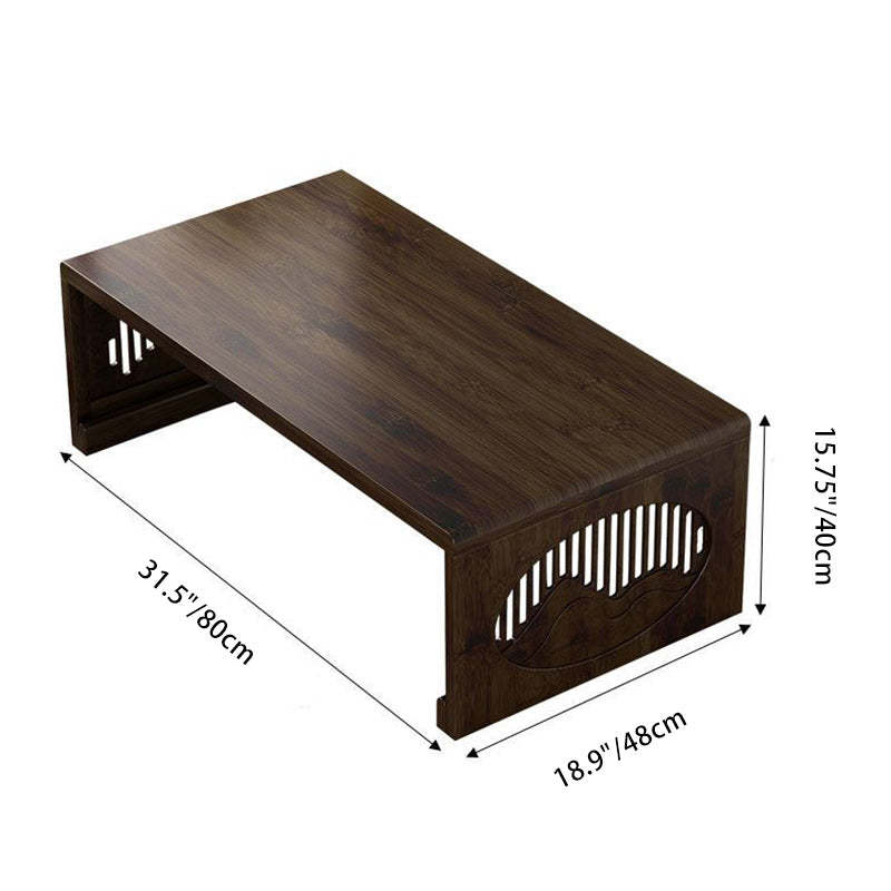 Japanese Bamboo Carved Foldable Coffee Table — Wood Color