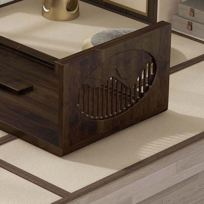 Japanese Bamboo Carved Foldable Coffee Table