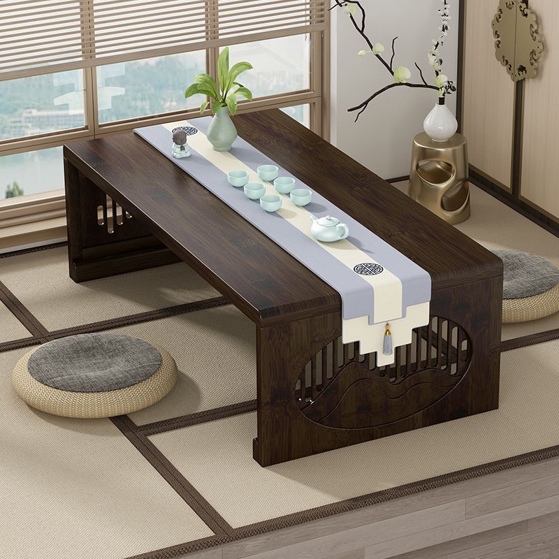 Japanese Bamboo Carved Foldable Coffee Table — Walnut Color