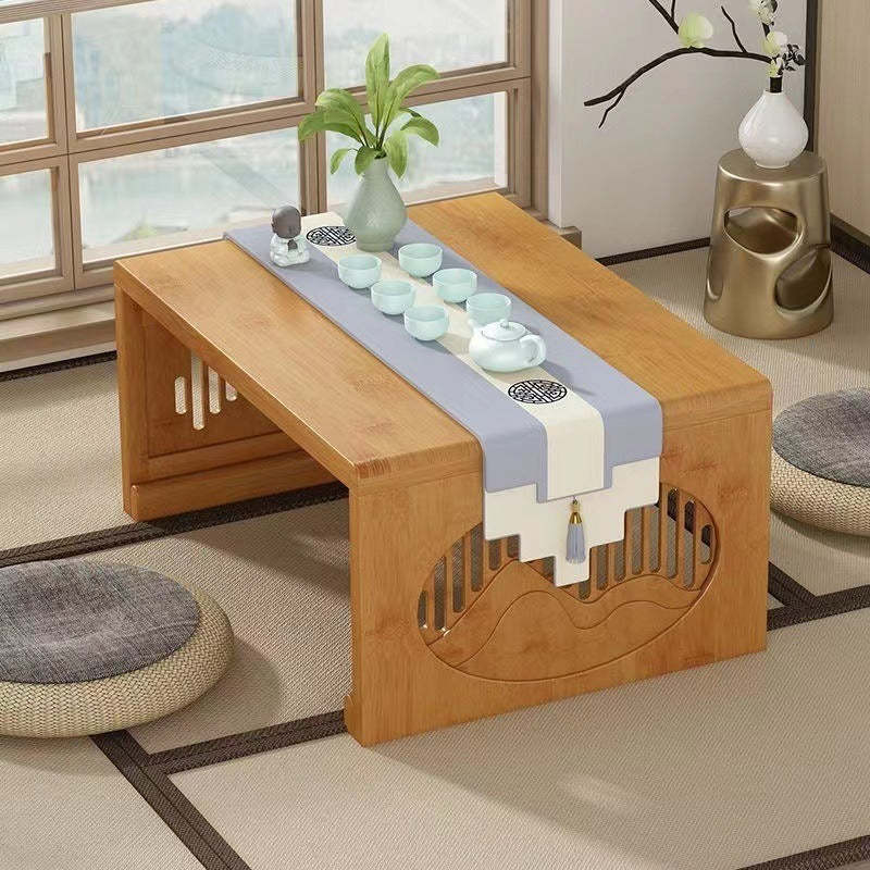 Japanese Bamboo Carved Foldable Coffee Table