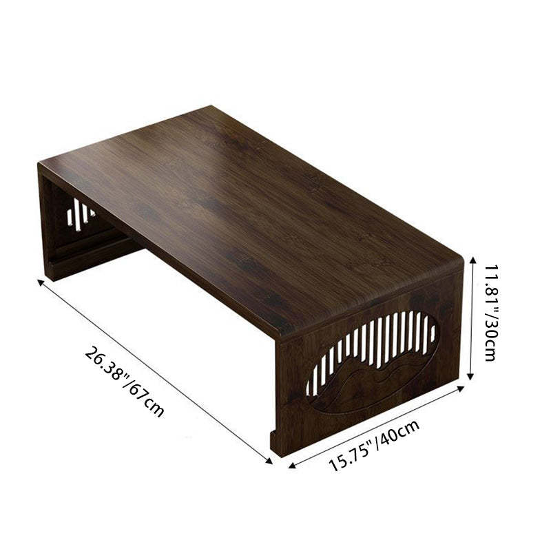 Japanese Bamboo Carved Foldable Coffee Table — Walnut Color