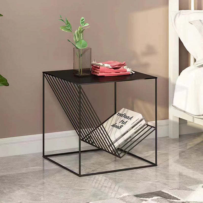 Scandinavian Steel Cube Geometrical End Table — Gold