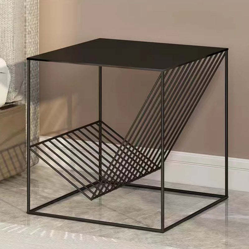 Scandinavian Steel Cube Geometrical End Table