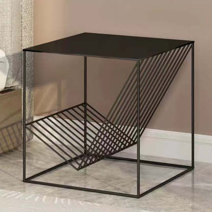 Scandinavian Steel Cube Geometrical End Table