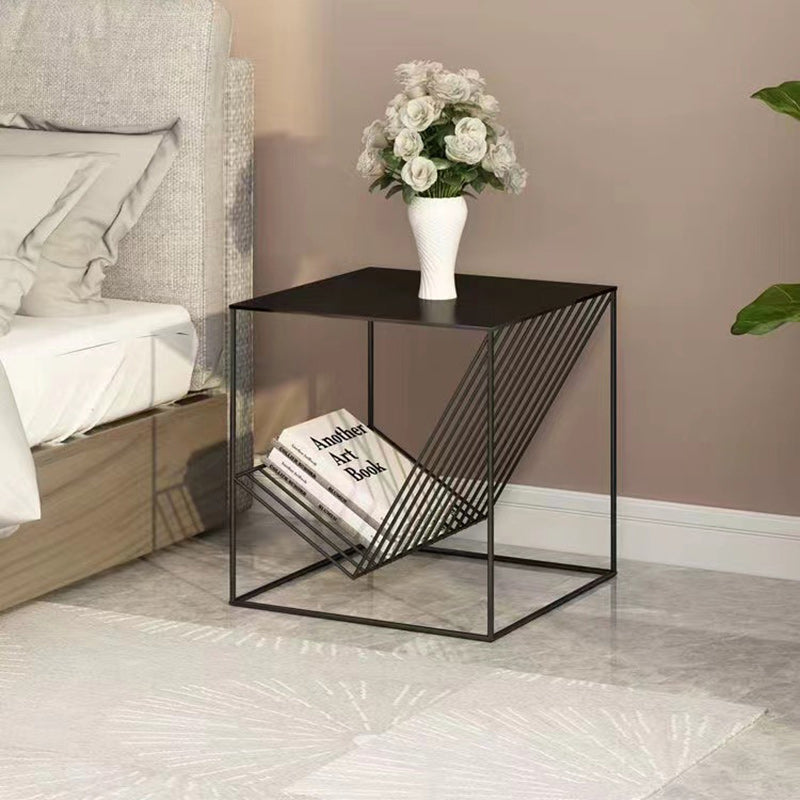 Scandinavian Steel Cube Geometrical End Table